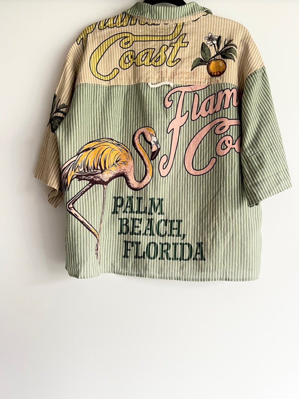 Celadine Flamingo Coast Short-Sleeve Linen Blend Buttondown Shirt Size Small NWT - Picture 9 of 12
